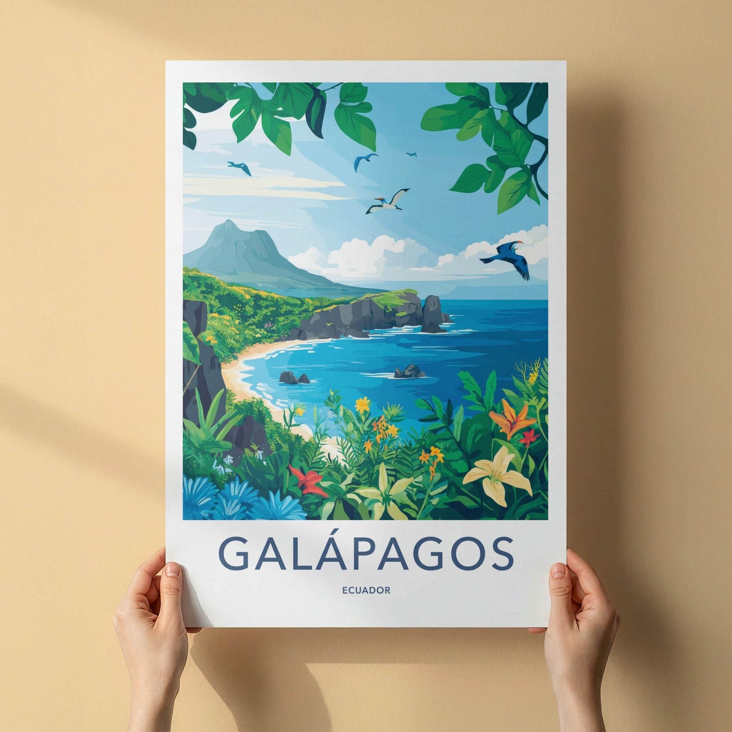Galapagos Poster - Ecuador Travel Art - Island Coastal Scene Gallery Art