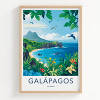 Galapagos Poster - Ecuador Travel Art - Island Coastal Scene Gallery Art