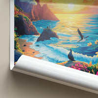 Galapagos Poster - Ecuador Travel Art - Tropical Coast Sunset Home Decor