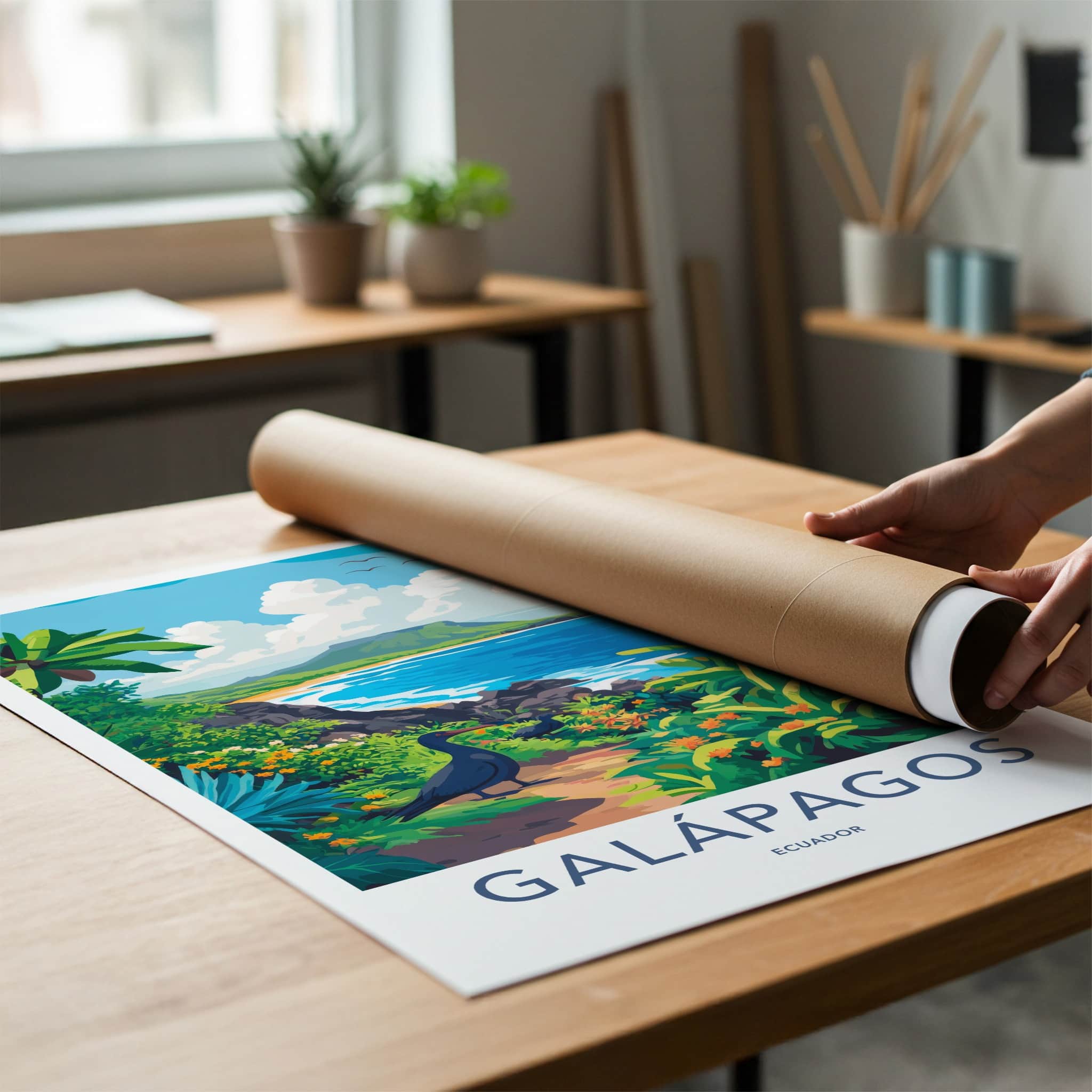 Galapagos Poster - Ecuador Travel Art - Tropical Island Bird Home Decor
