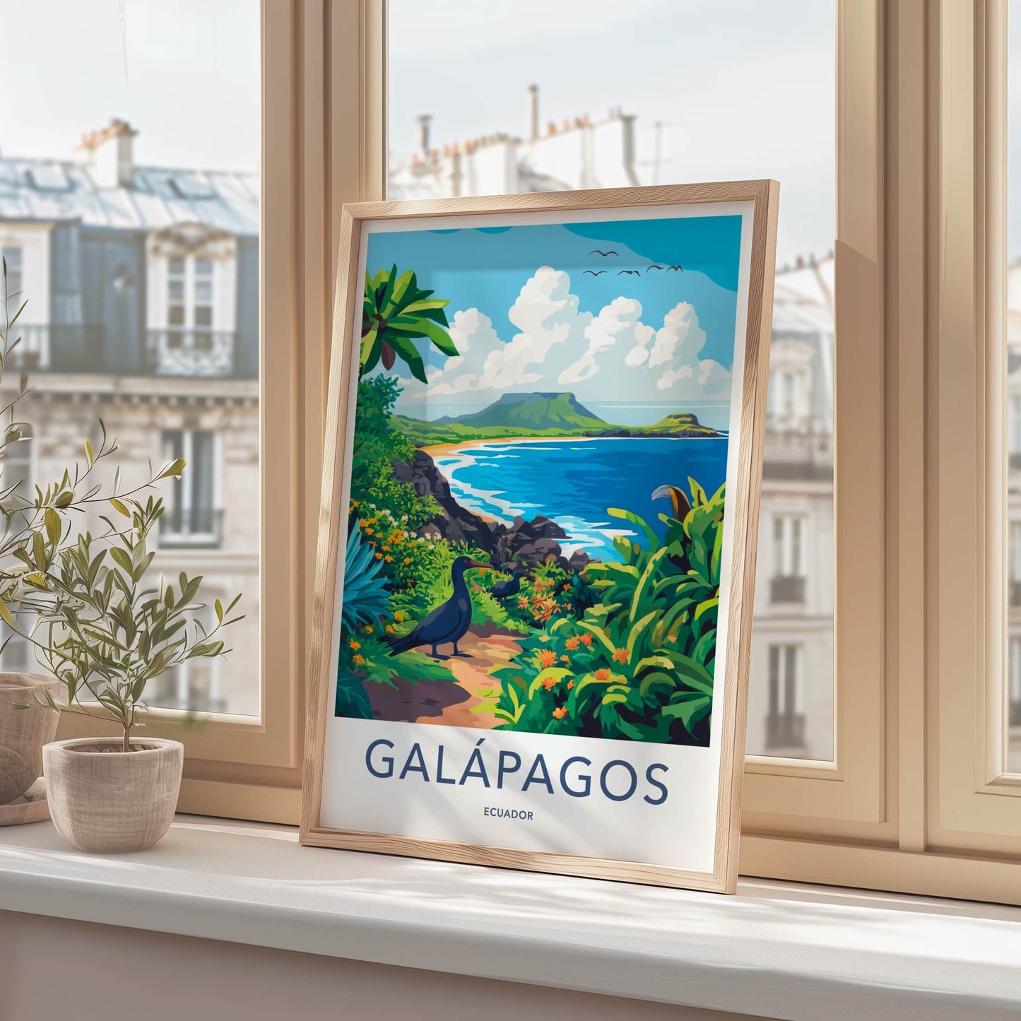 Galapagos Poster - Ecuador Travel Art - Tropical Island Bird Home Decor