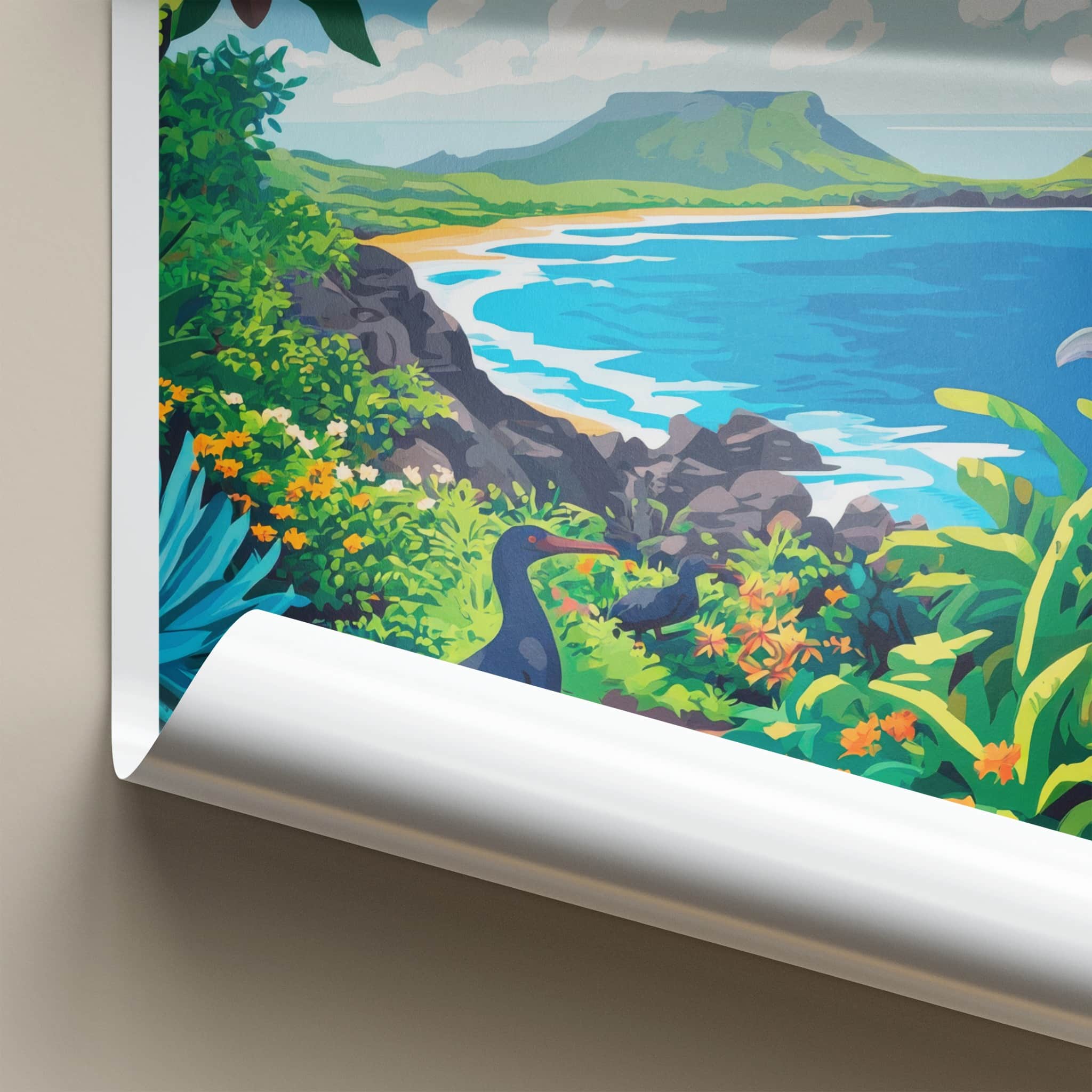 Galapagos Poster - Ecuador Travel Art - Tropical Island Bird Home Decor