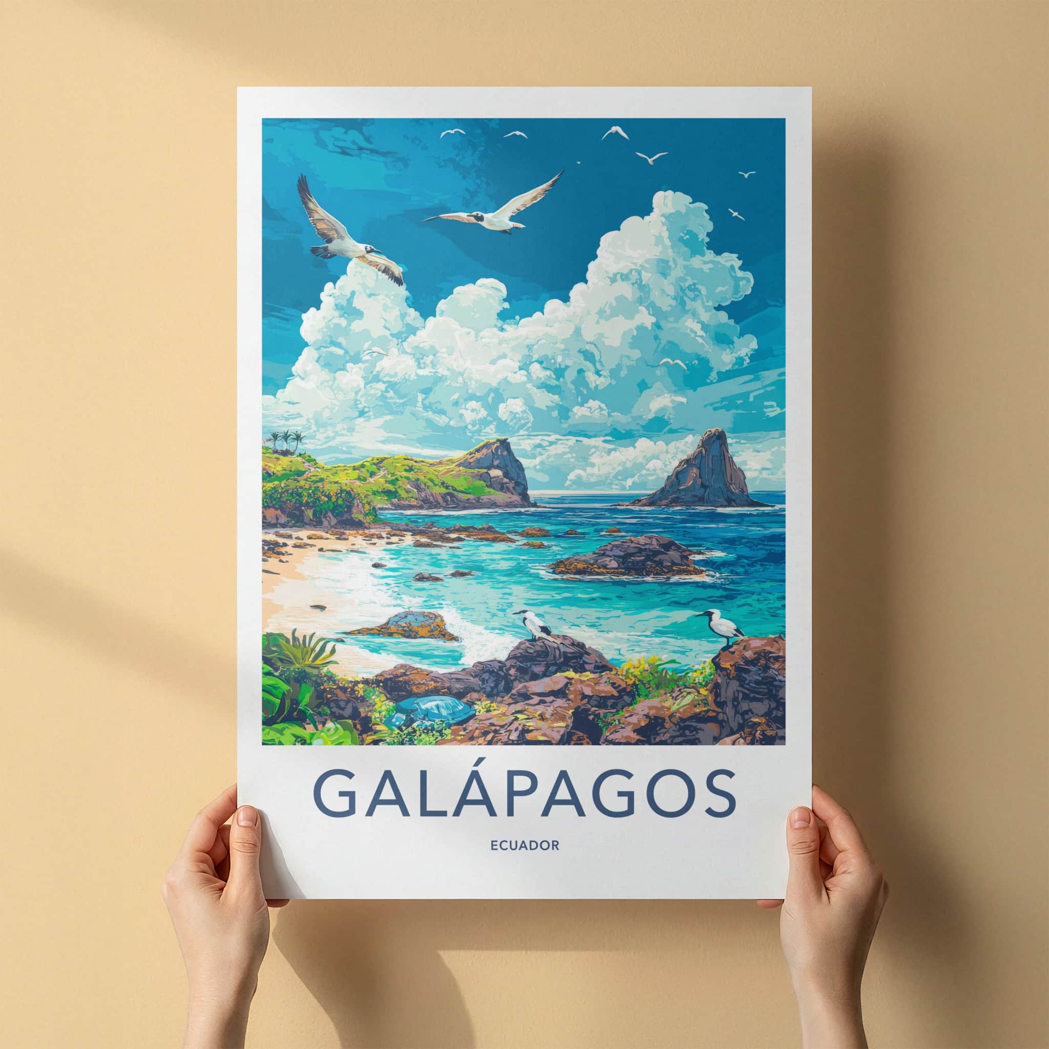 Galapagos Poster - Ecuador Travel Art - Tropical Island Birds Home Decor
