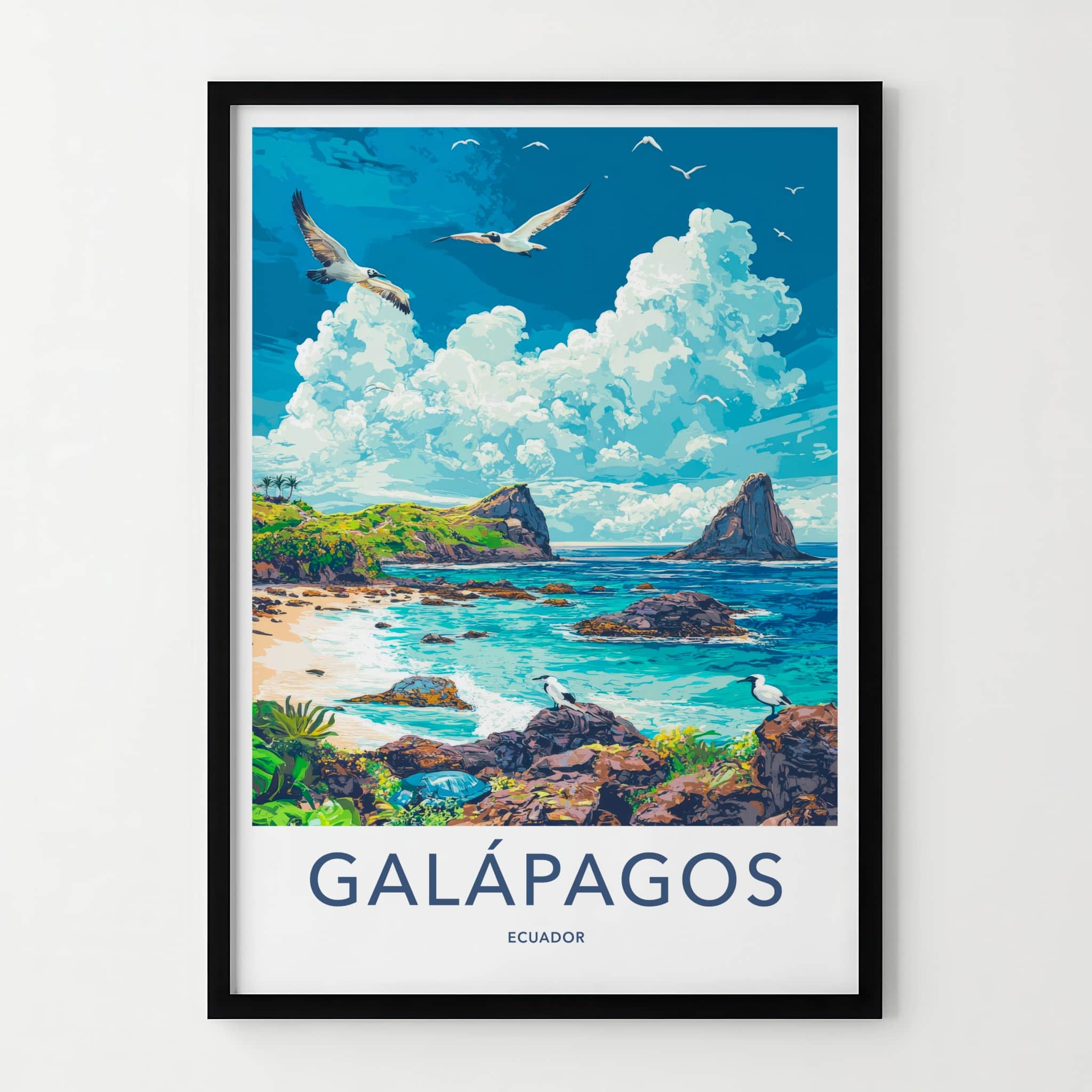 Galapagos Poster - Ecuador Travel Art - Tropical Island Birds Home Decor