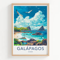 Galapagos Poster - Ecuador Travel Art - Tropical Island Birds Home Decor