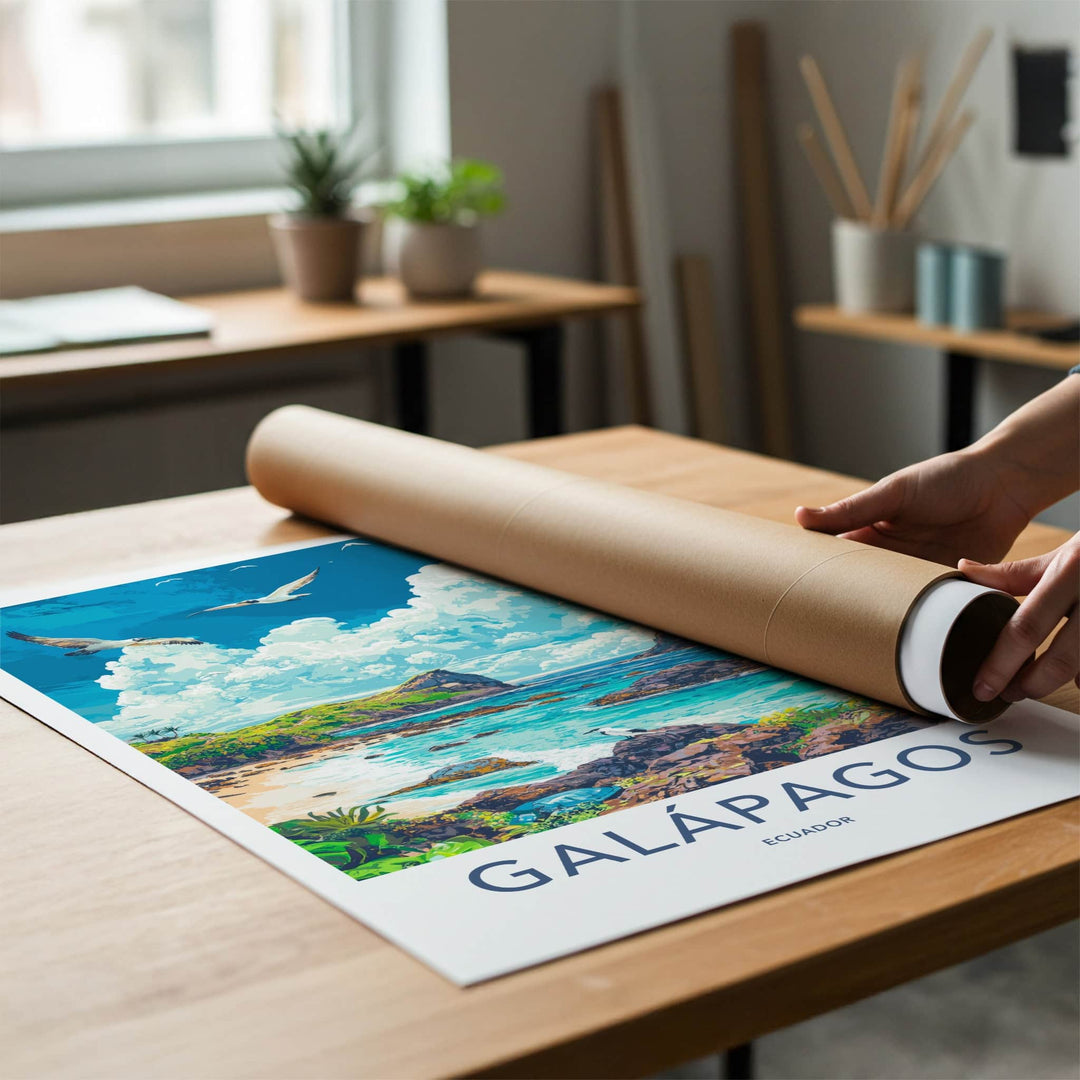 Galapagos Poster - Ecuador Travel Art - Tropical Island Birds Home Decor
