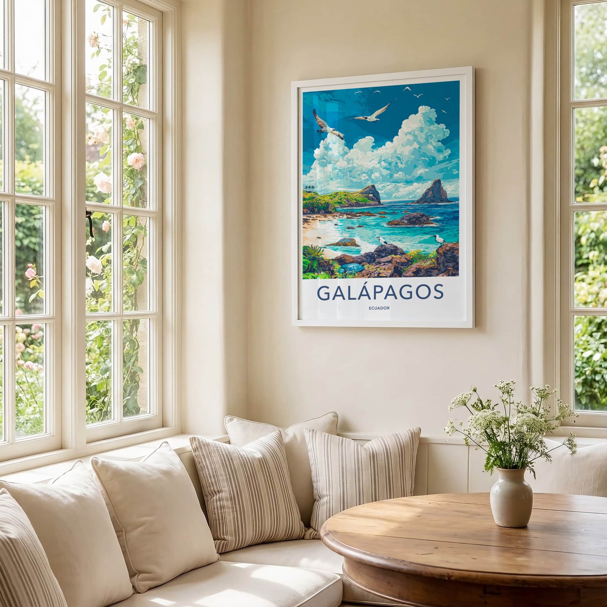 Galapagos Poster - Ecuador Travel Art - Tropical Island Birds Home Decor