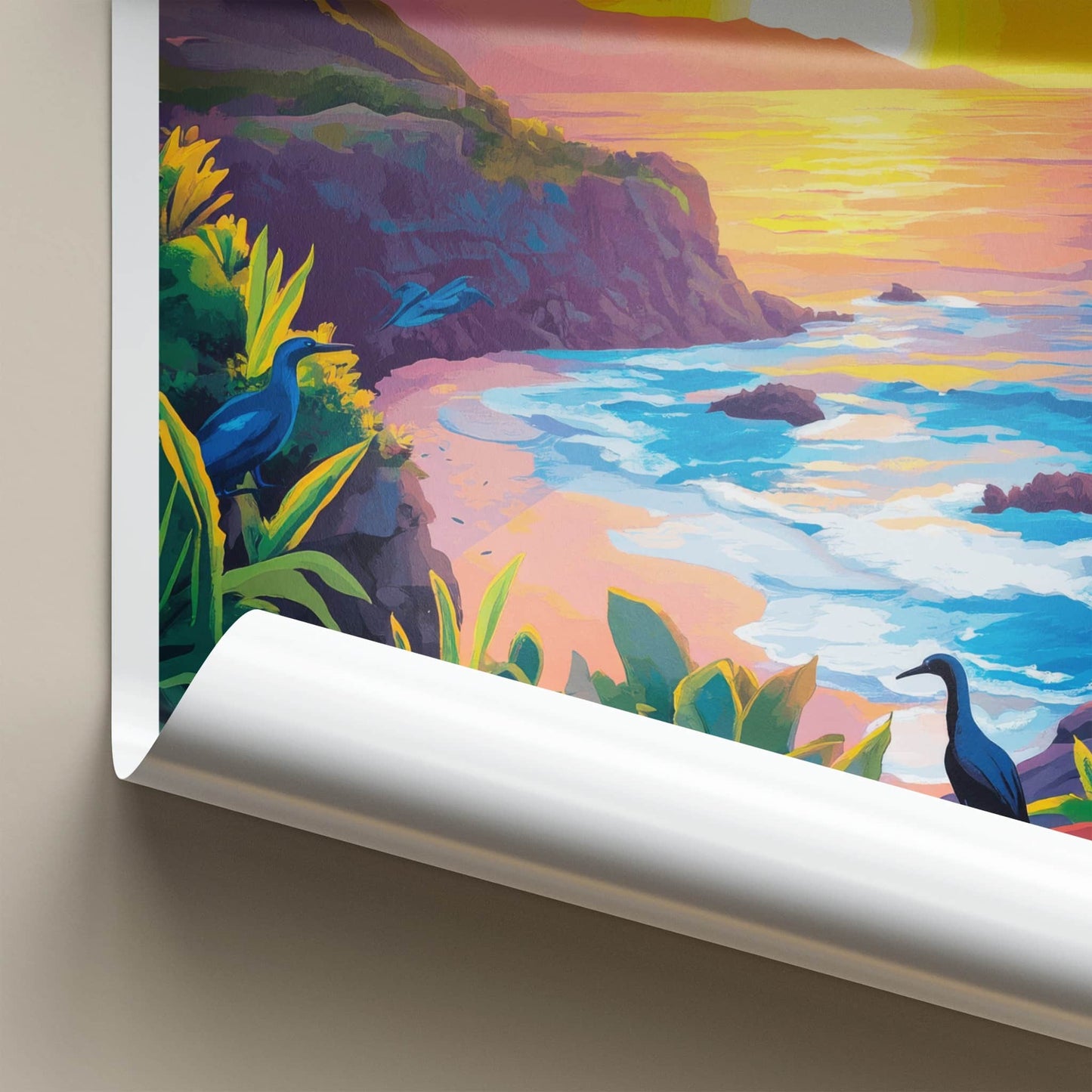 Galapagos Poster - Ecuador Travel Art - Vibrant Ocean Sunset Home Decor