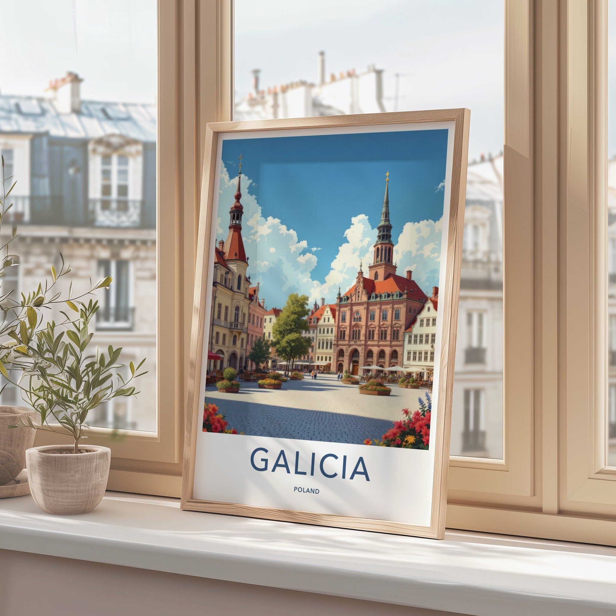 Galicia Poster - Poland Art Print - Historic Town Square Wall Decor