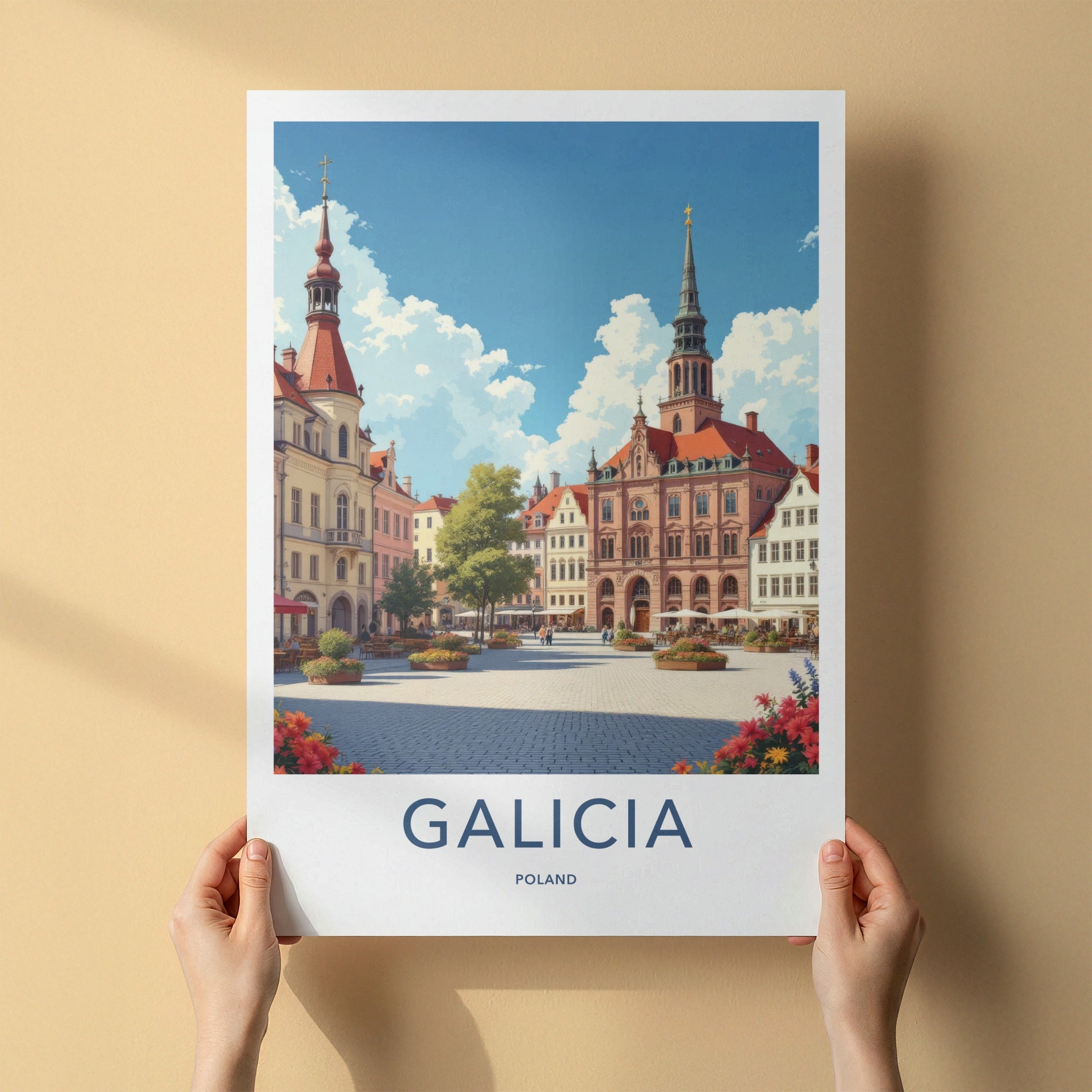 Galicia Poster - Poland Art Print - Historic Town Square Wall Decor