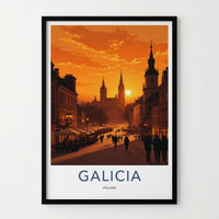 Galicia Poster - Poland Travel Art - Fiery Sunset Spires Home Decor