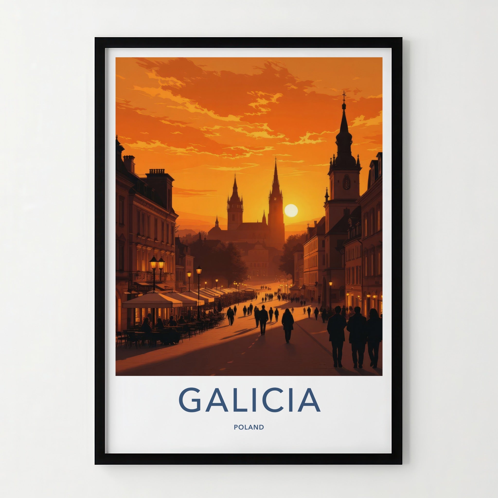 Galicia Poster - Poland Travel Art - Fiery Sunset Spires Home Decor