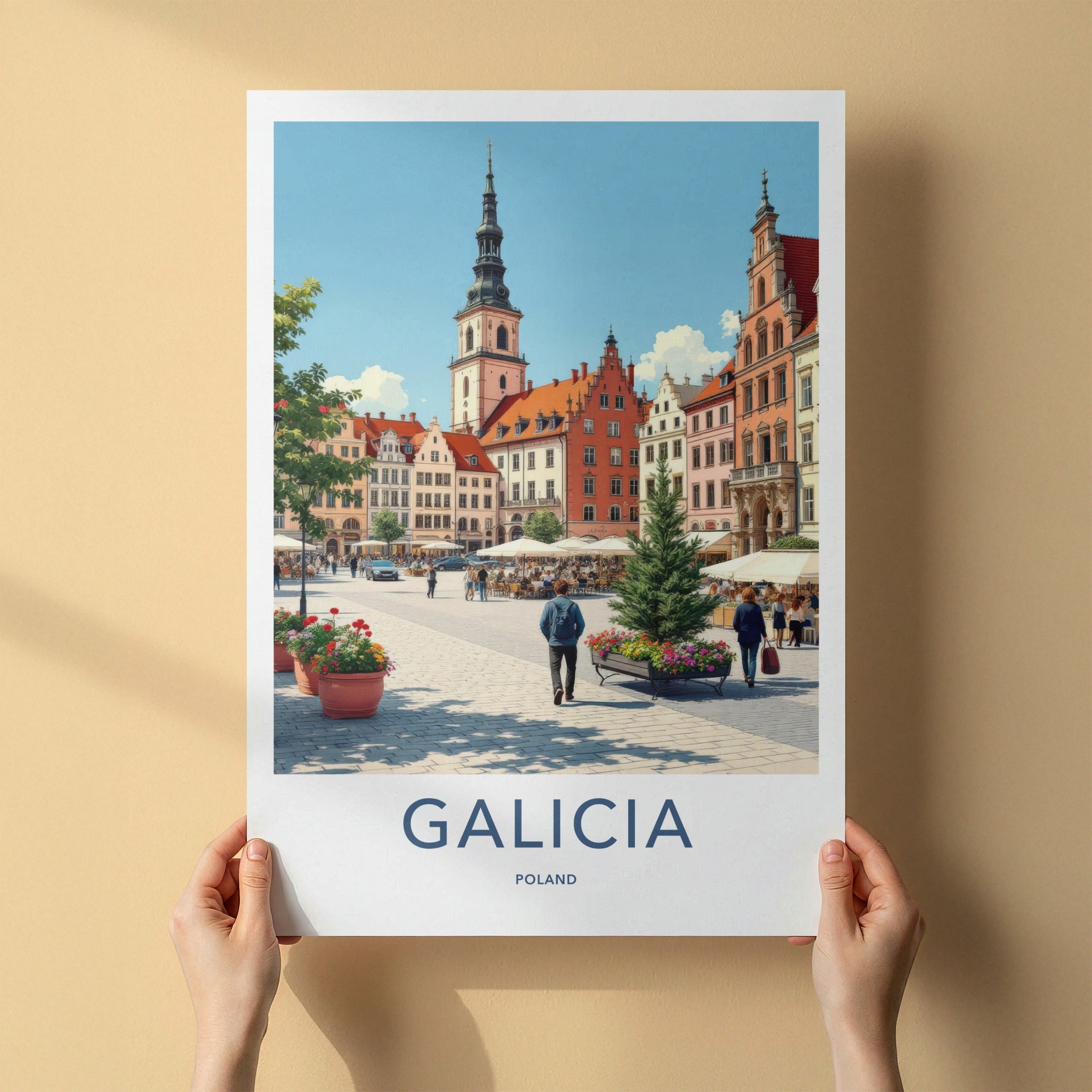 Galicia Poster - Poland Travel Art - Historic Town Square Home Decor