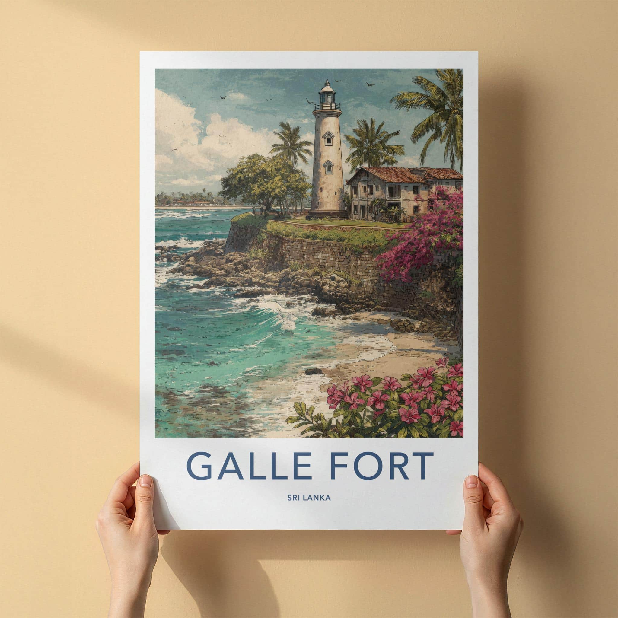 Galle Fort Poster - Sri Lanka Scenic Art - Iconic lighthouse bay Lounge Decor