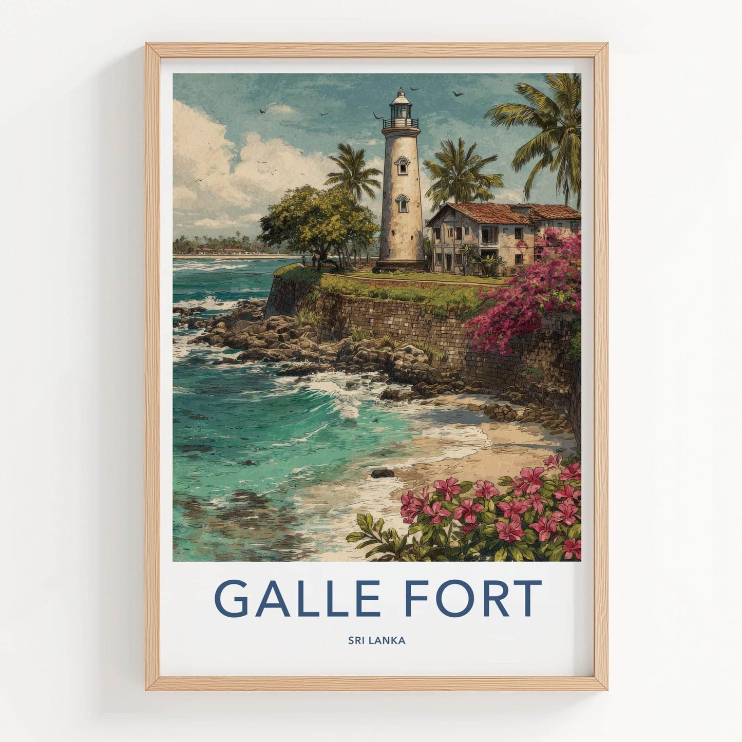 Galle Fort Poster - Sri Lanka Scenic Art - Iconic lighthouse bay Lounge Decor