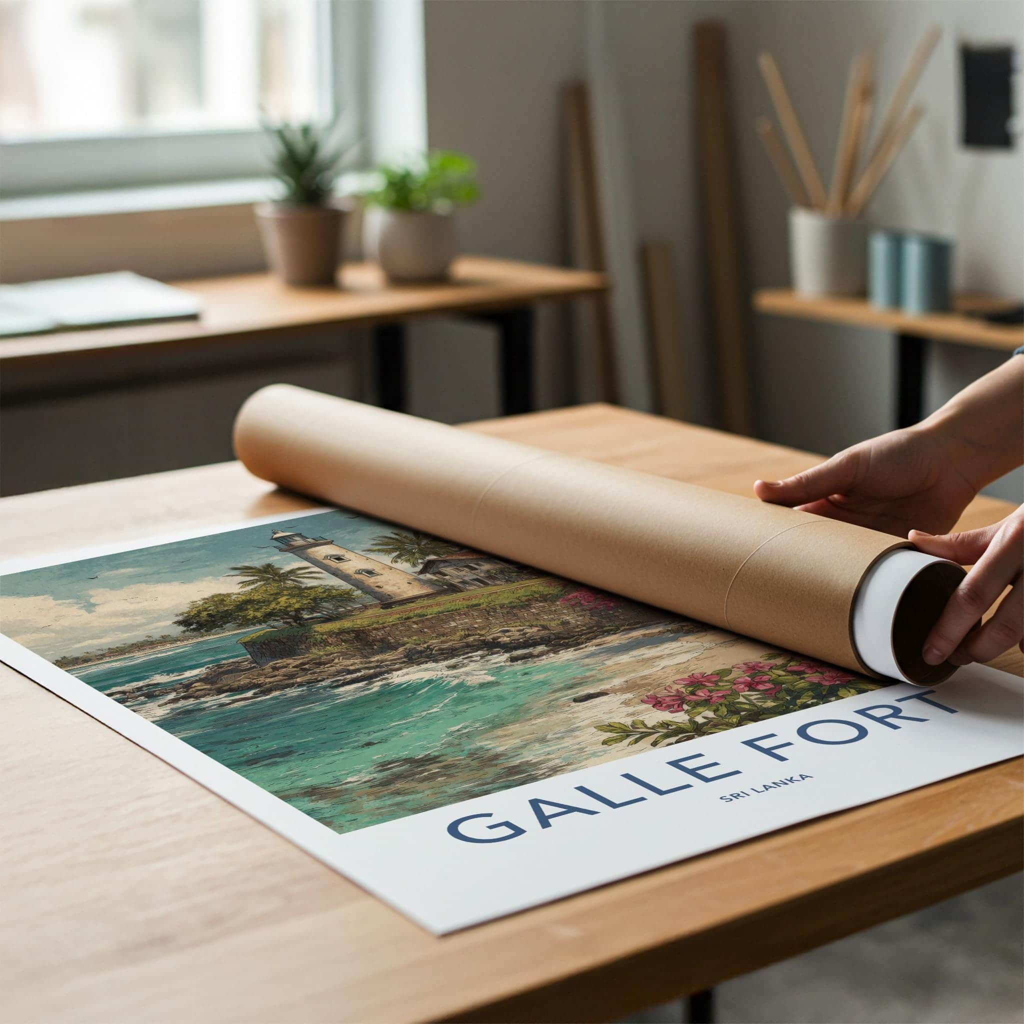 Galle Fort Poster - Sri Lanka Scenic Art - Iconic lighthouse bay Lounge Decor
