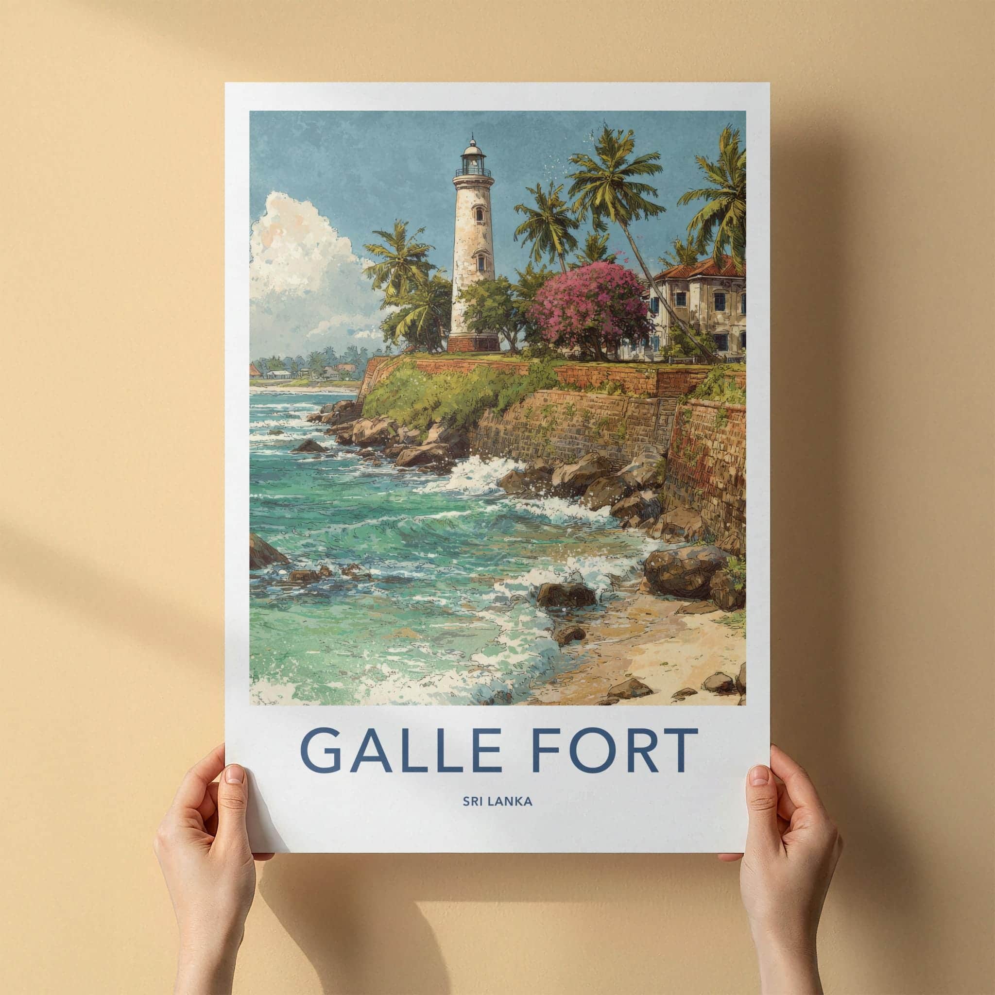 Galle Fort Poster - Sri Lanka Travel Art - Lighthouse Coastal Scene Home Decor