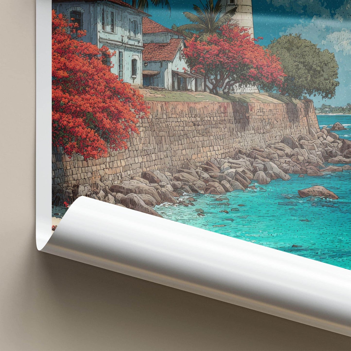 Galle Poster - Sri Lanka Travel Art - Tropical Beach Lighthouse Home Decor