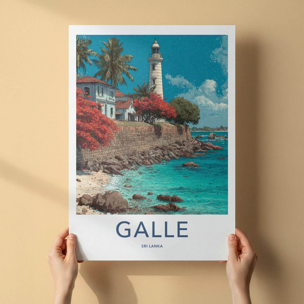 Galle Poster - Sri Lanka Travel Art - Tropical Beach Lighthouse Home Decor