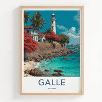 Galle Poster - Sri Lanka Travel Art - Tropical Beach Lighthouse Home Decor