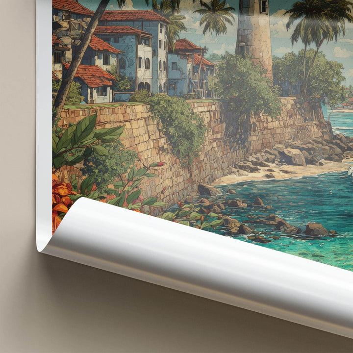 Galle Poster - Sri Lanka Travel Art - Tropical Coast Lighthouse Home Decor
