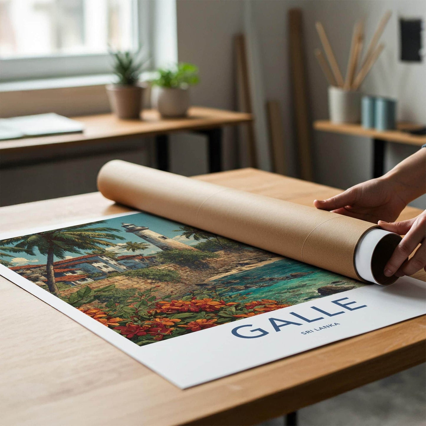 Galle Poster - Sri Lanka Travel Art - Tropical Coast Lighthouse Home Decor