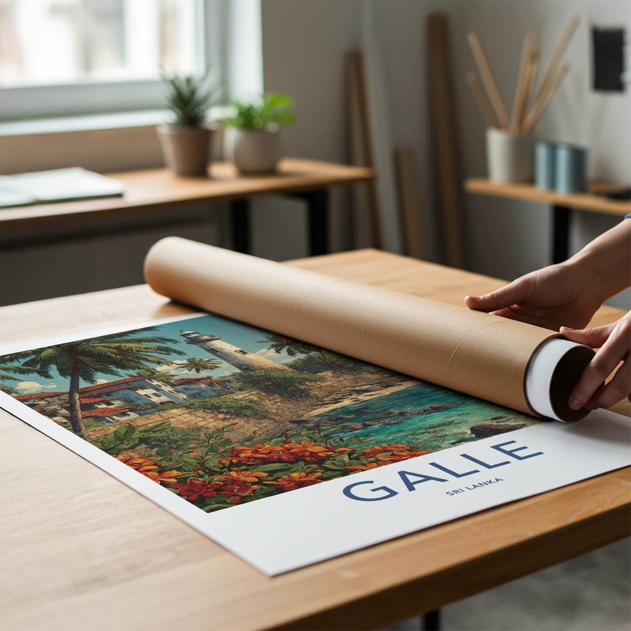 Galle Poster - Sri Lanka Travel Art - Tropical Coast Lighthouse Home Decor