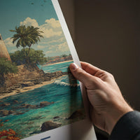 Galle Poster - Sri Lanka Travel Art - Tropical Coast Lighthouse Home Decor