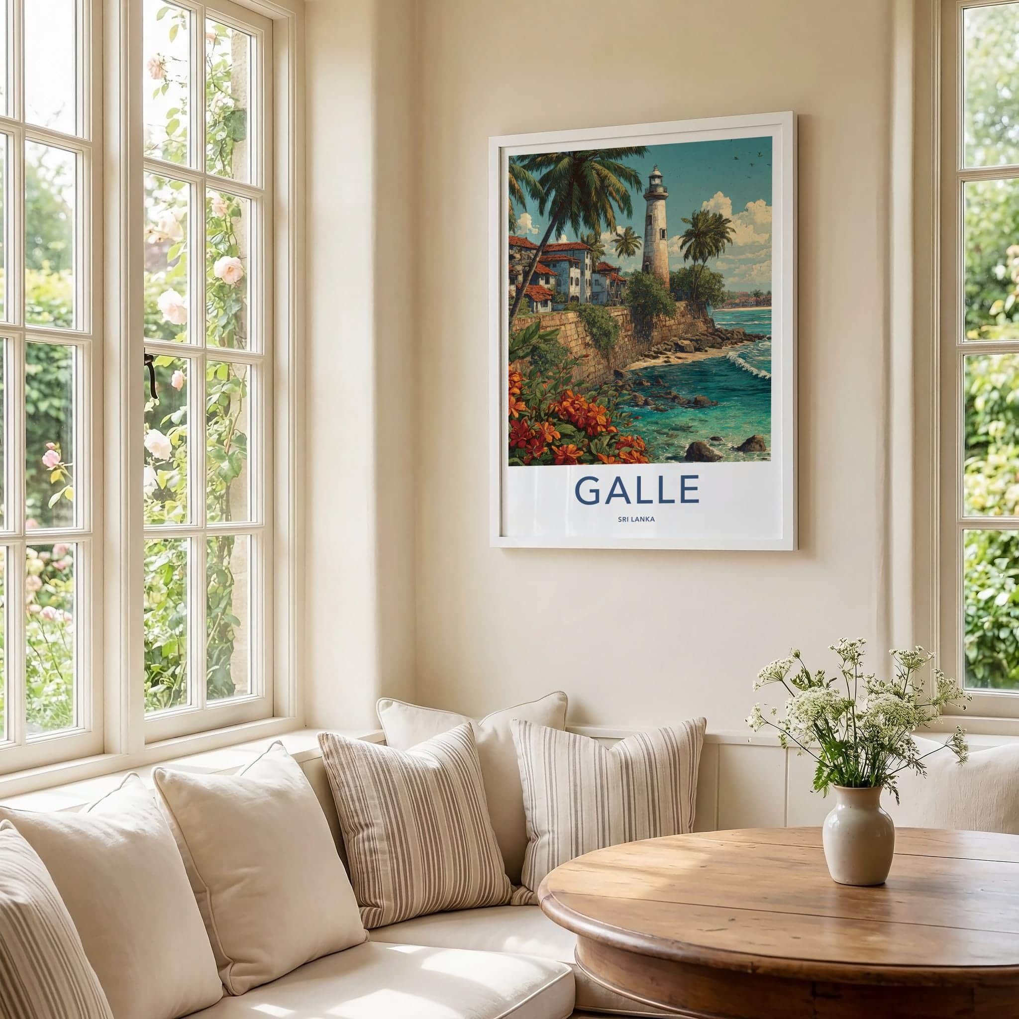 Galle Poster - Sri Lanka Travel Art - Tropical Coast Lighthouse Home Decor