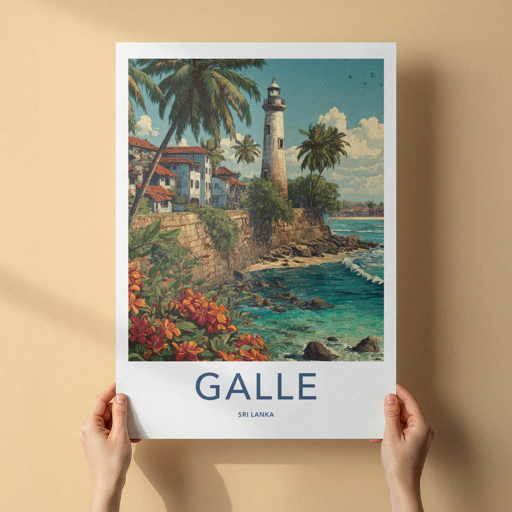 Galle Poster - Sri Lanka Travel Art - Tropical Coast Lighthouse Home Decor