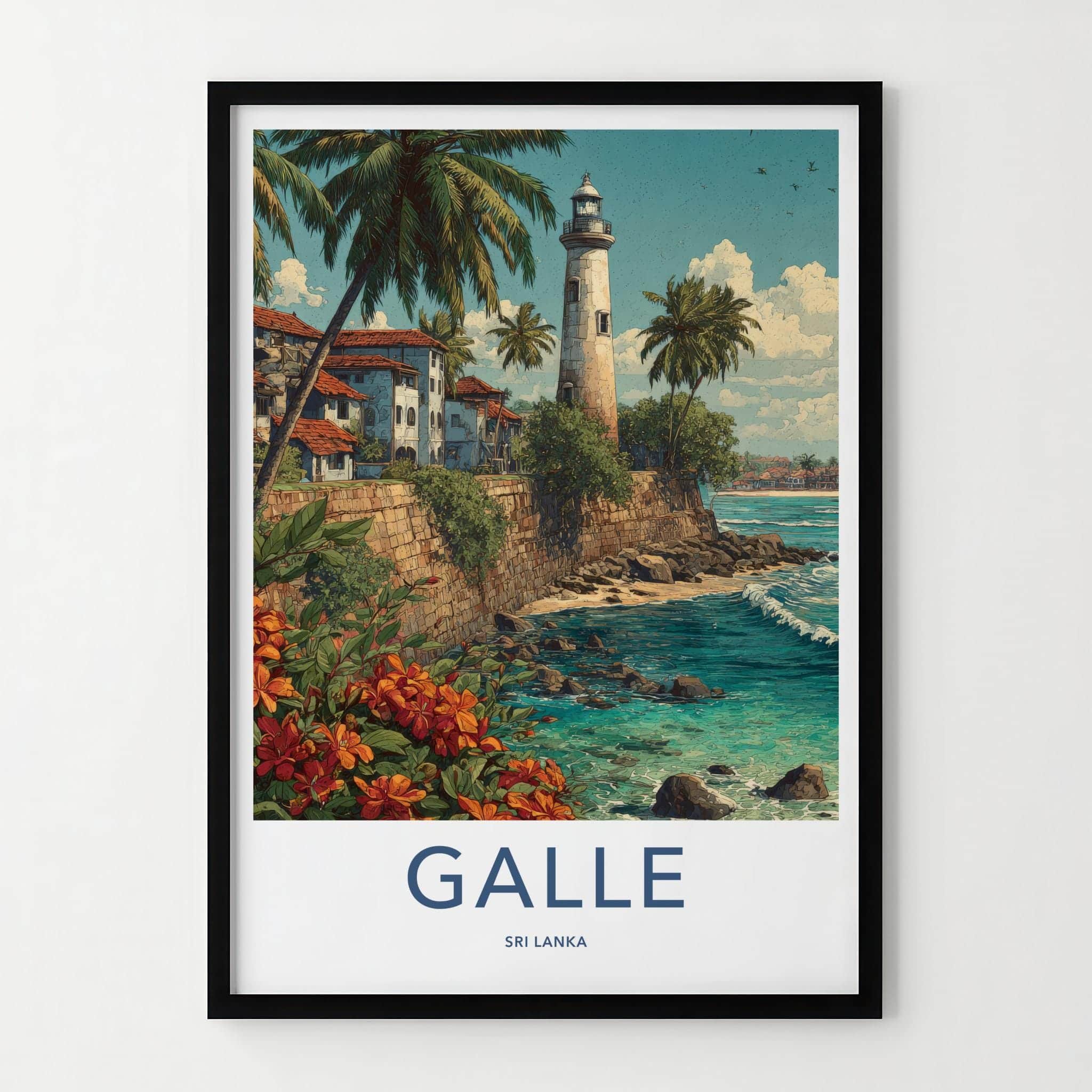 Galle Poster - Sri Lanka Travel Art - Tropical Coast Lighthouse Home Decor