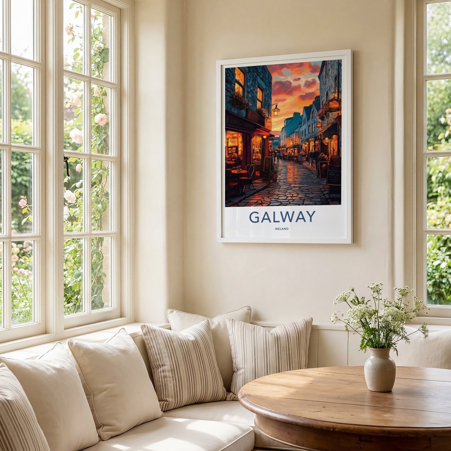 Galway Poster - Ireland Travel Art - Vibrant Alley Evening Home Decor