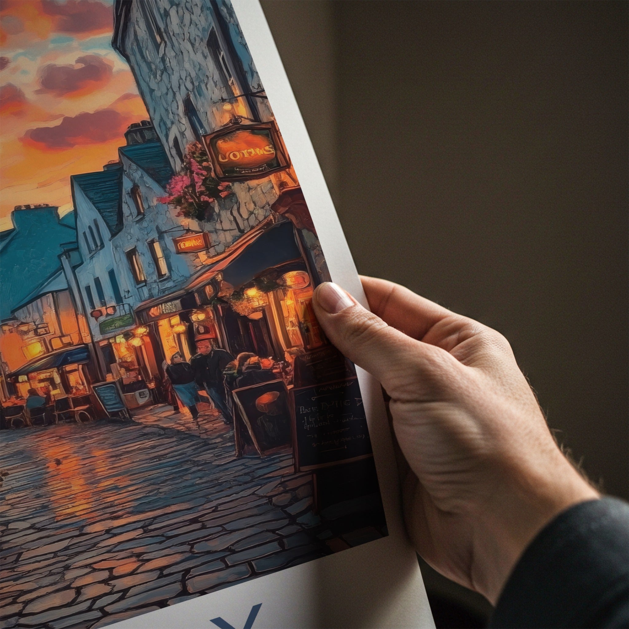 Galway Poster - Ireland Travel Art - Vibrant Alley Evening Home Decor
