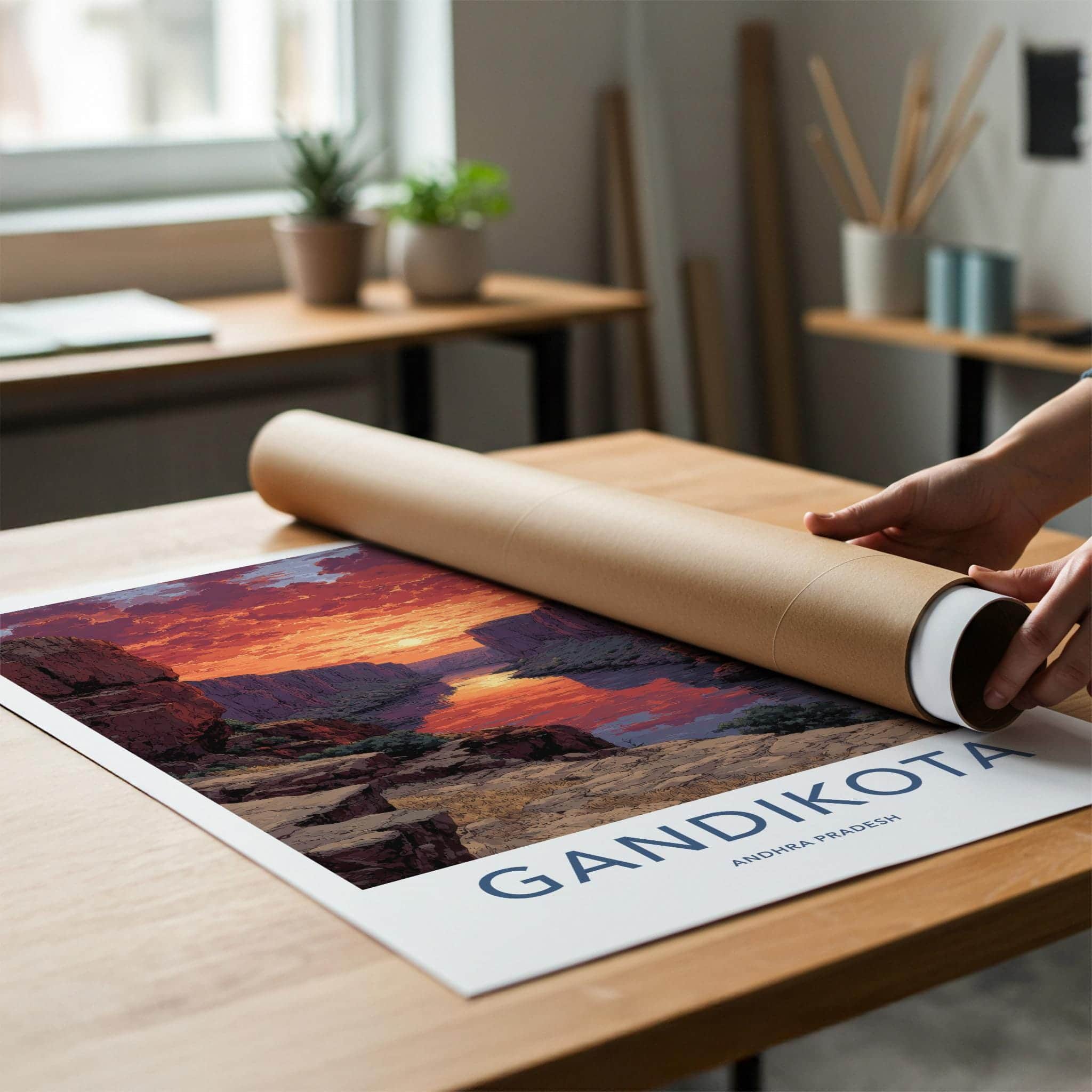 Gandikota Poster - India Art Print - Andhra Pradesh River Canyon Glow Home Art