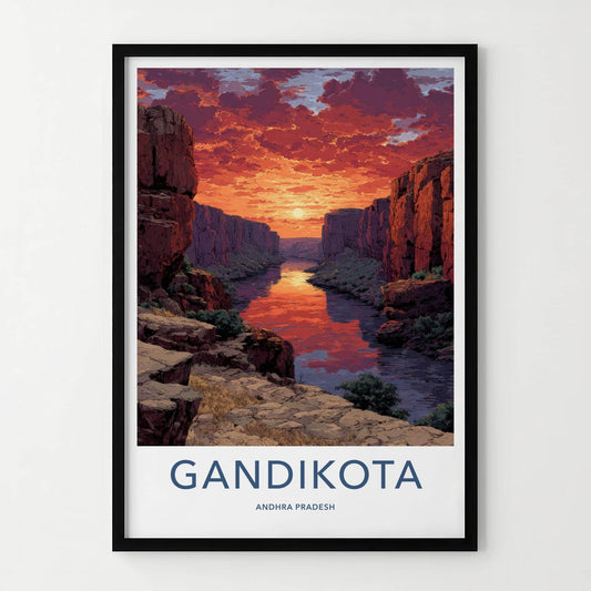 Gandikota Poster - India Art Print - Andhra Pradesh River Canyon Glow Home Art
