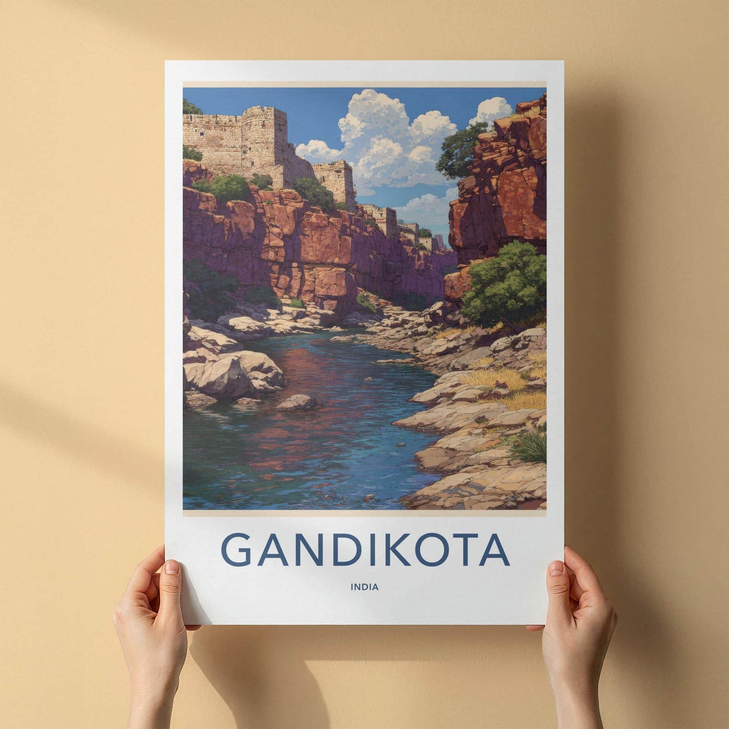 Gandikota Poster - India Scenic Art - Andhra Pradesh Fortified River Gorge Wall Decor
