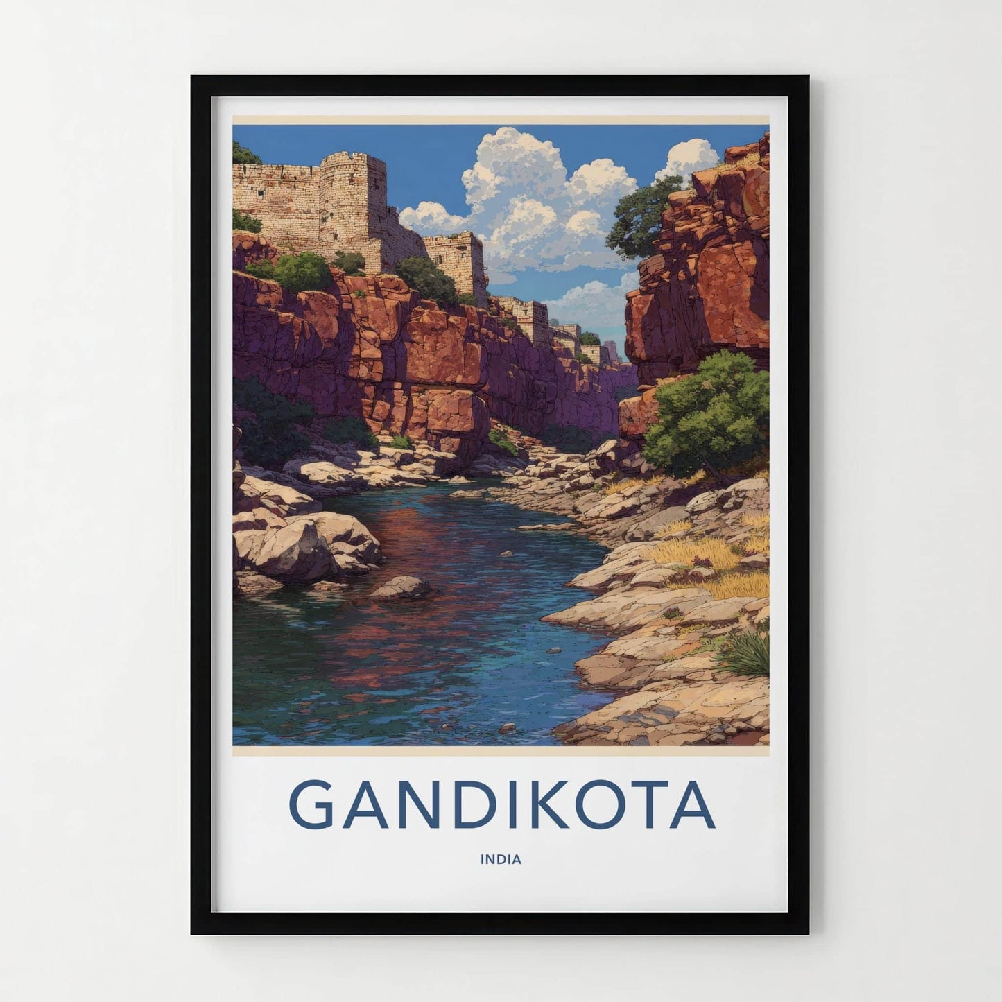 Gandikota Poster - India Scenic Art - Andhra Pradesh Fortified River Gorge Wall Decor