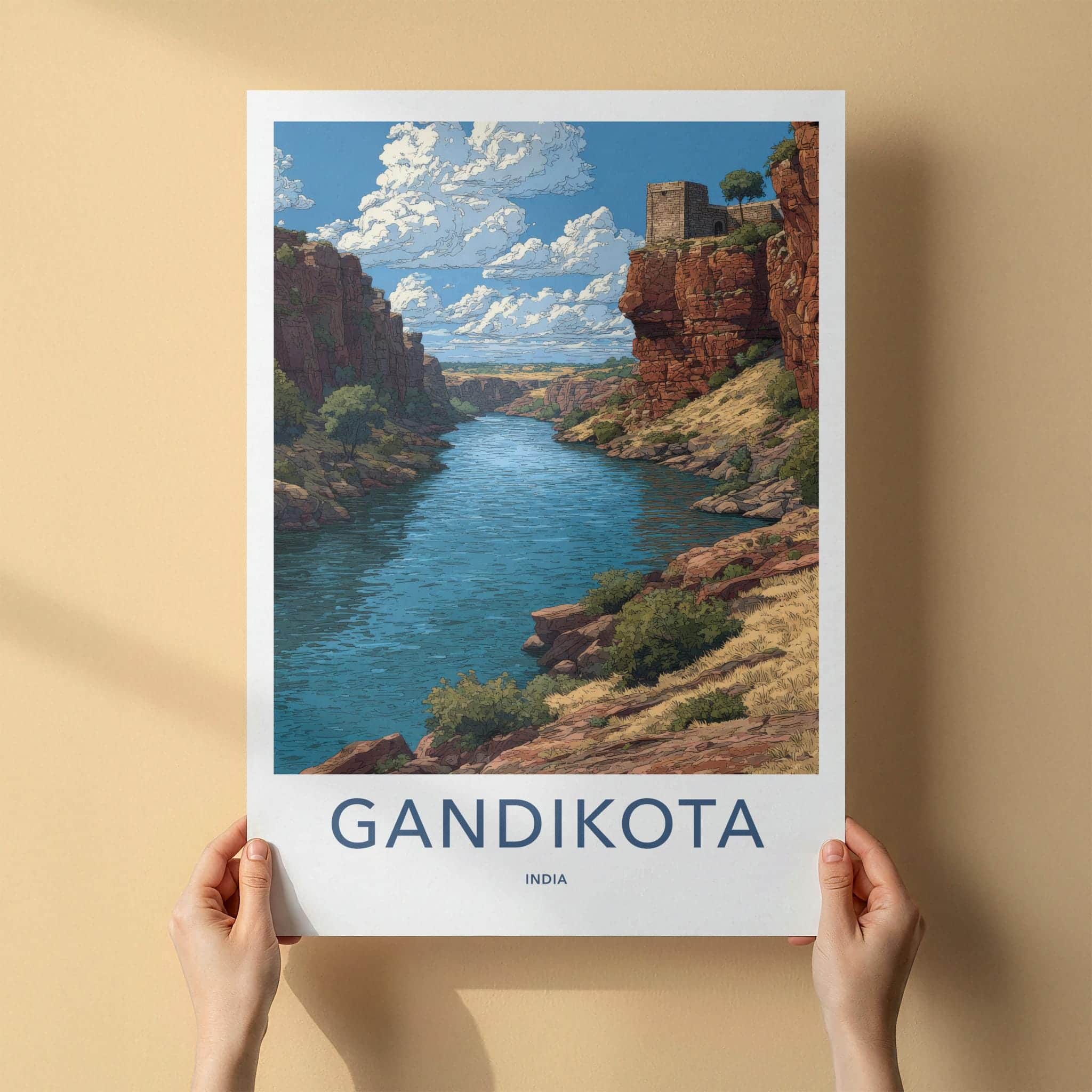 Gandikota Poster - India Travel Art - Andhra Pradesh Canyon Fortress Wall Decor