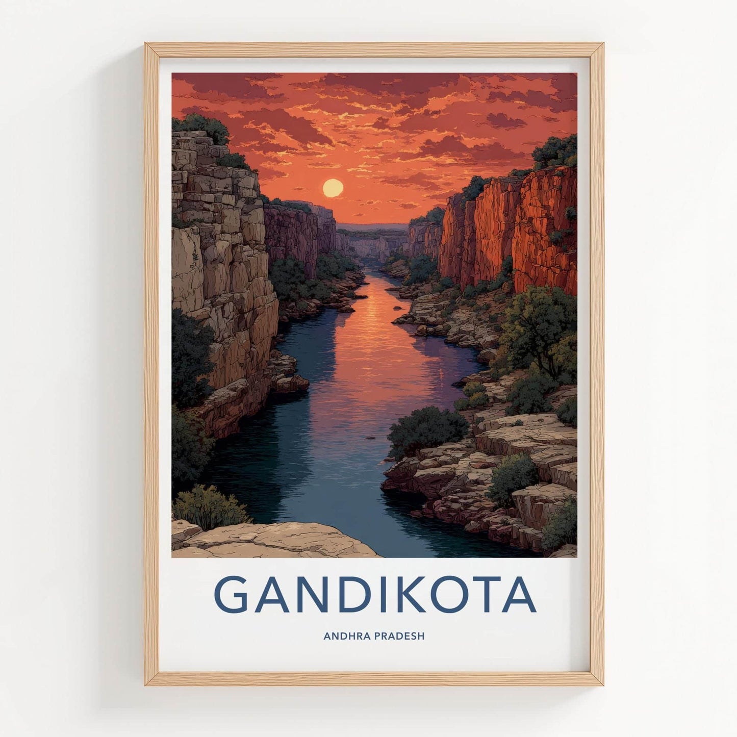 Gandikota Poster - India Travel Art - Andhra Pradesh Canyon Sunset Home Decor