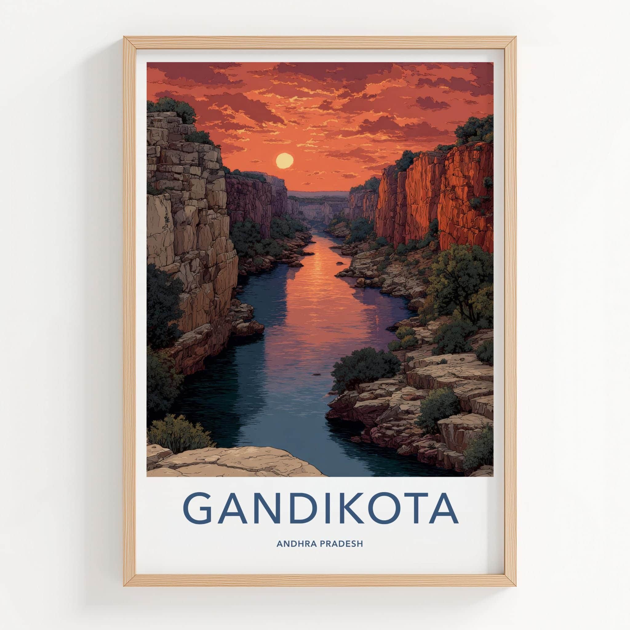Gandikota Poster - India Travel Art - Andhra Pradesh Canyon Sunset Home Decor