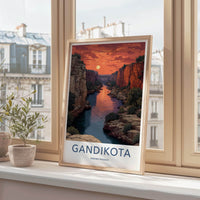Gandikota Poster - India Travel Art - Andhra Pradesh Canyon Sunset Home Decor