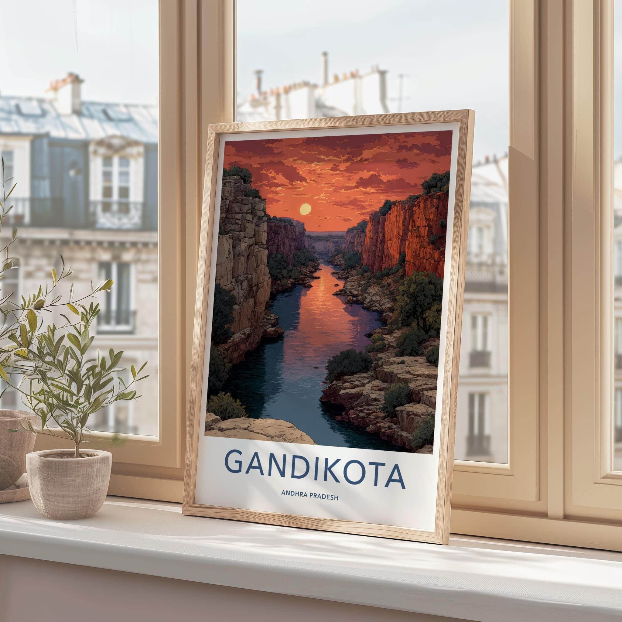 Gandikota Poster - India Travel Art - Andhra Pradesh Canyon Sunset Home Decor