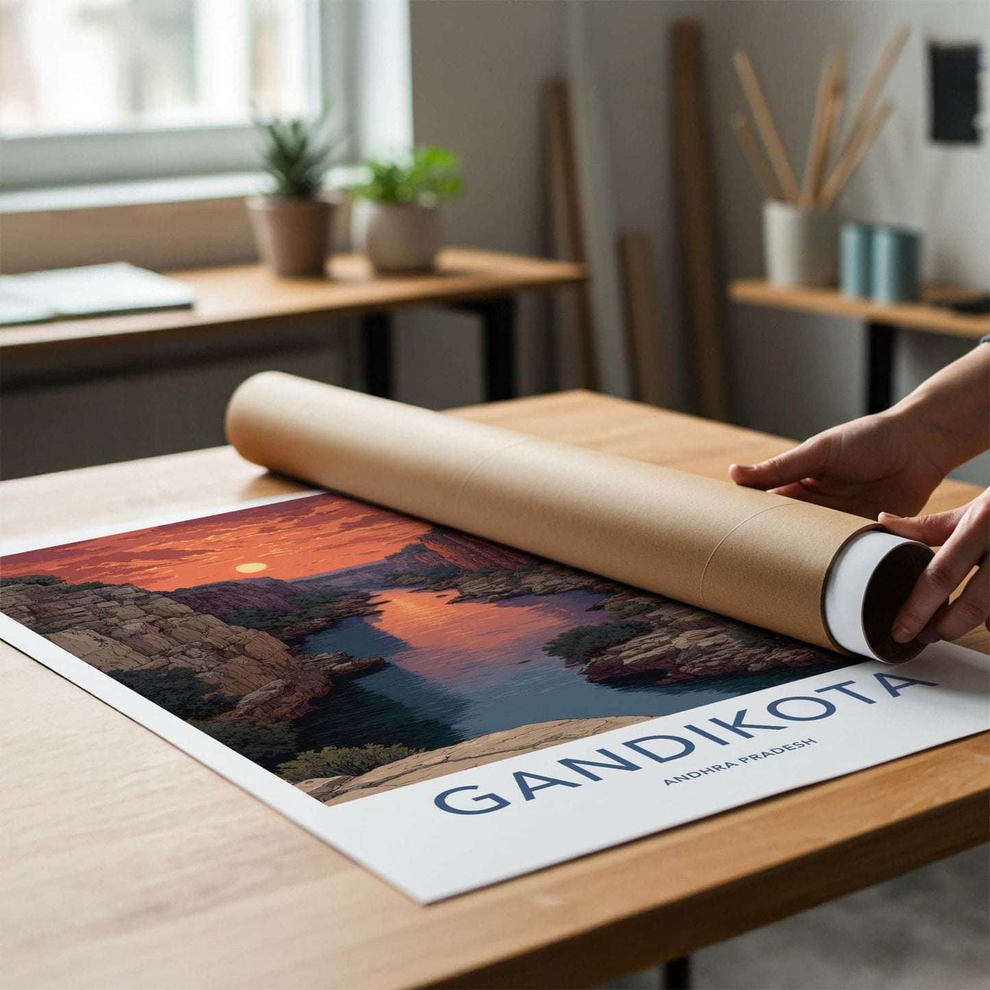 Gandikota Poster - India Travel Art - Andhra Pradesh Canyon Sunset Home Decor