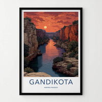 Gandikota Poster - India Travel Art - Andhra Pradesh Canyon Sunset Home Decor