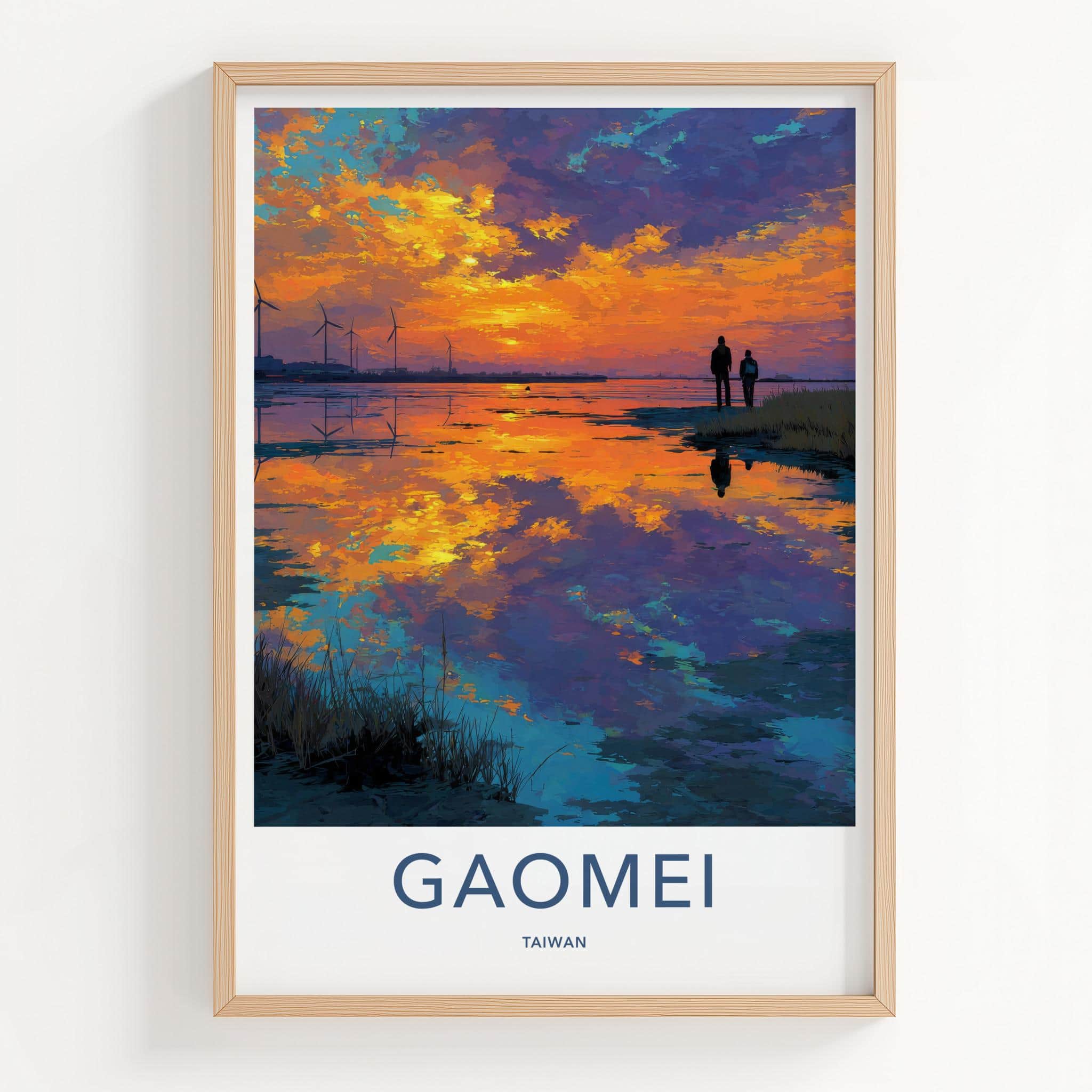 Gaomei Poster - Taiwan Wall Art - Couple Sunset Wetlands Home Decor