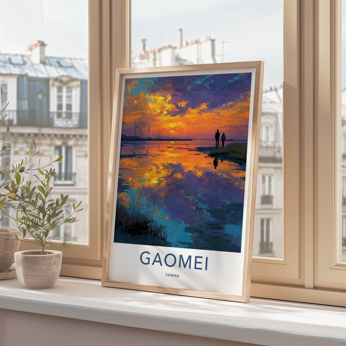 Gaomei Poster - Taiwan Wall Art - Couple Sunset Wetlands Home Decor
