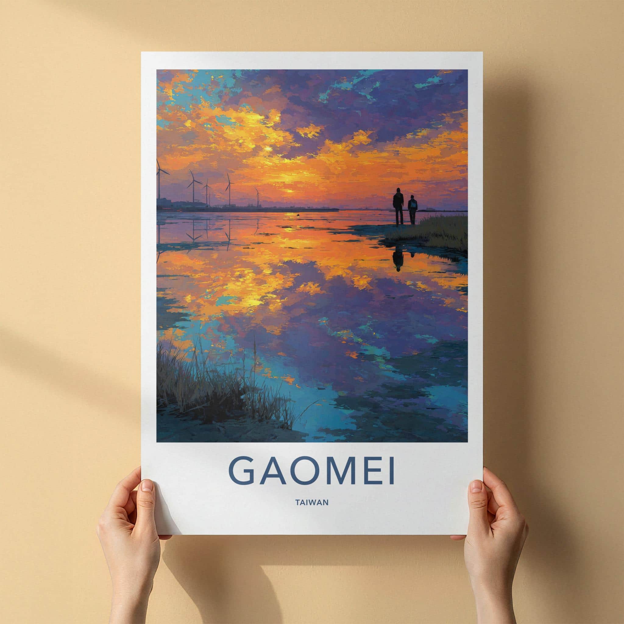 Gaomei Poster - Taiwan Wall Art - Couple Sunset Wetlands Home Decor