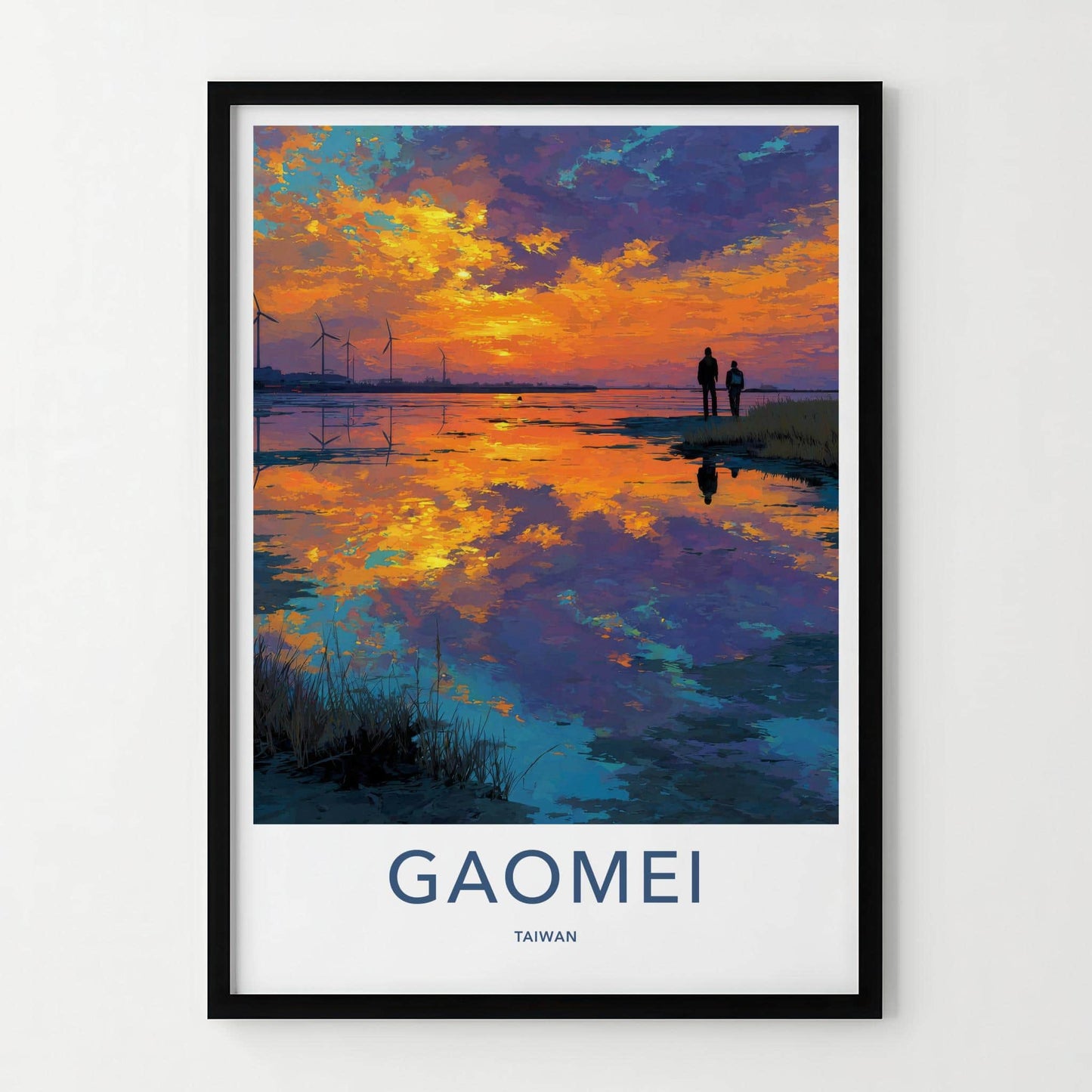 Gaomei Poster - Taiwan Wall Art - Couple Sunset Wetlands Home Decor