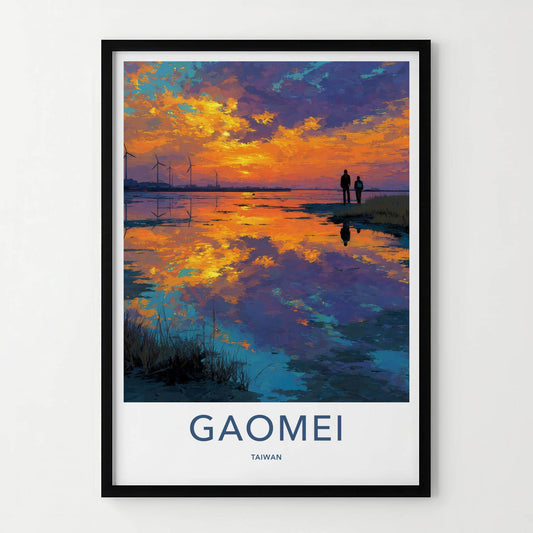 Gaomei Poster - Taiwan Wall Art - Couple Sunset Wetlands Home Decor