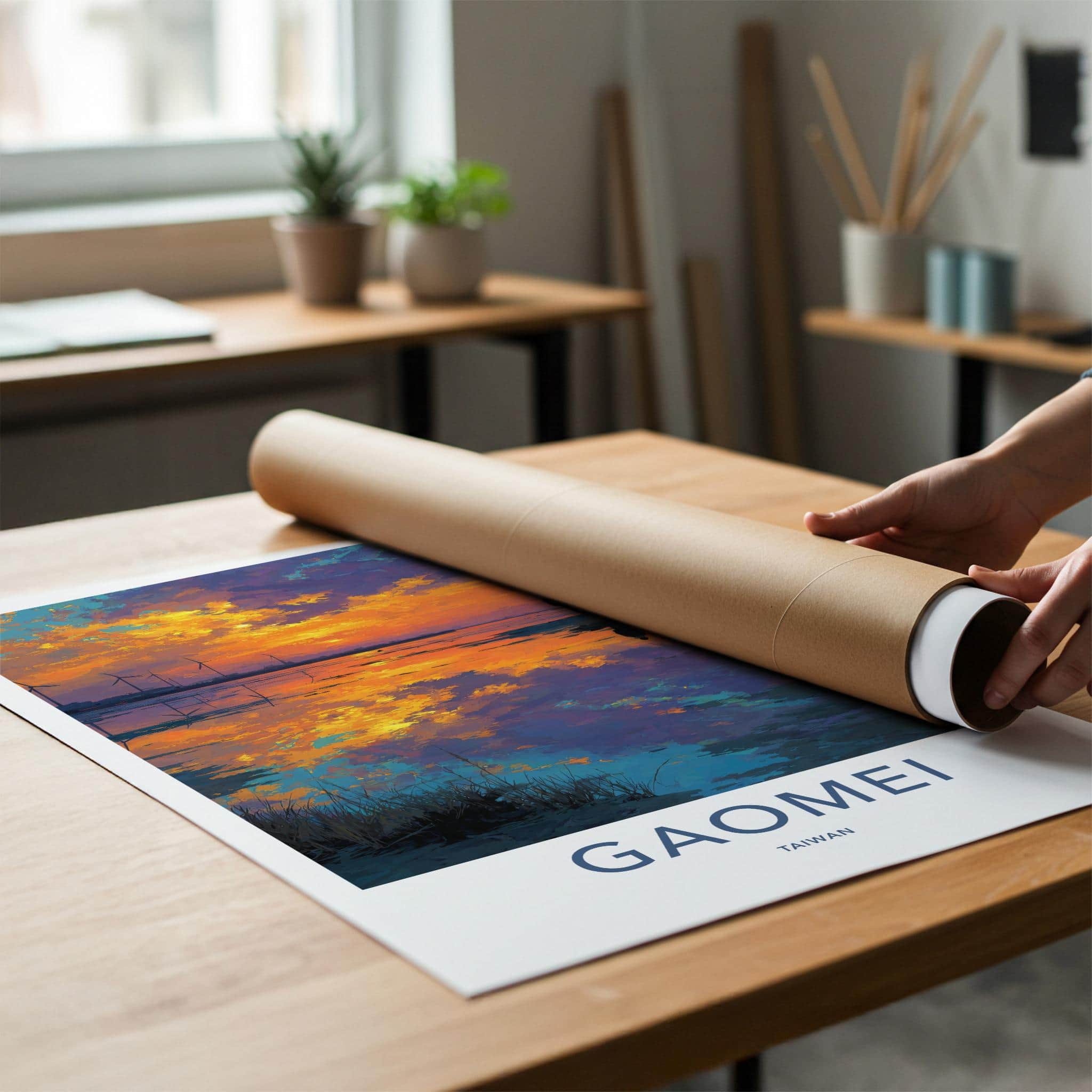 Gaomei Poster - Taiwan Wall Art - Couple Sunset Wetlands Home Decor
